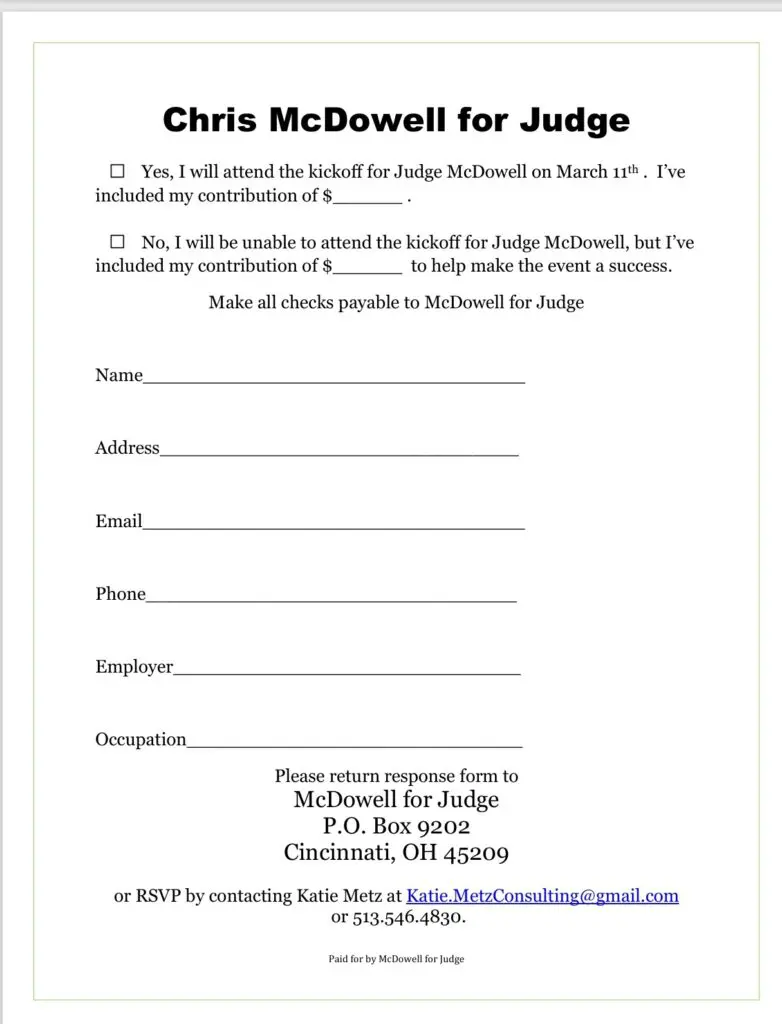 A handwritten petition form for Donald McGeer requesting his candidacy for judge.